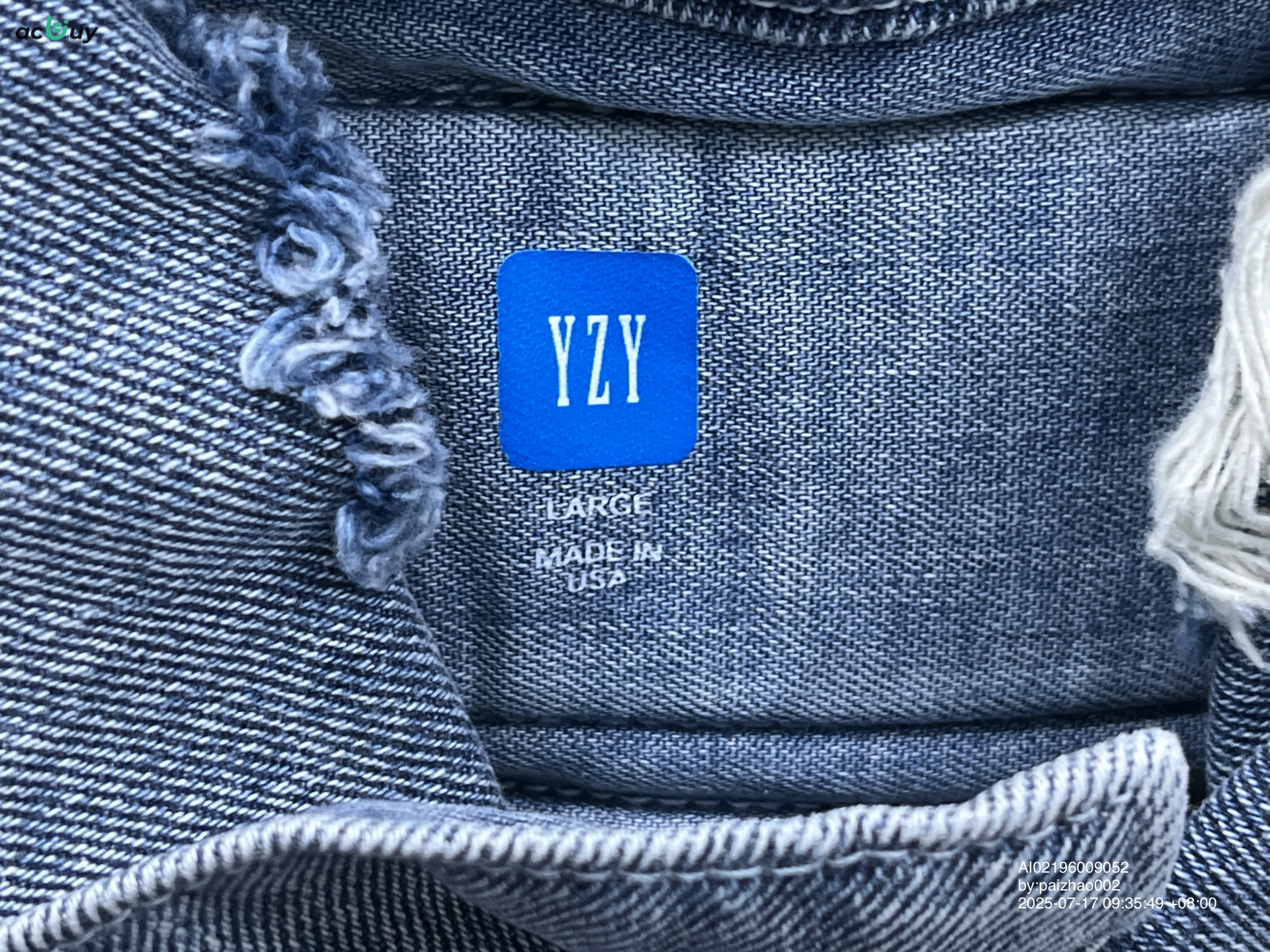 QC Photo - Yeezy Gap Padded Denim Jacket Blue