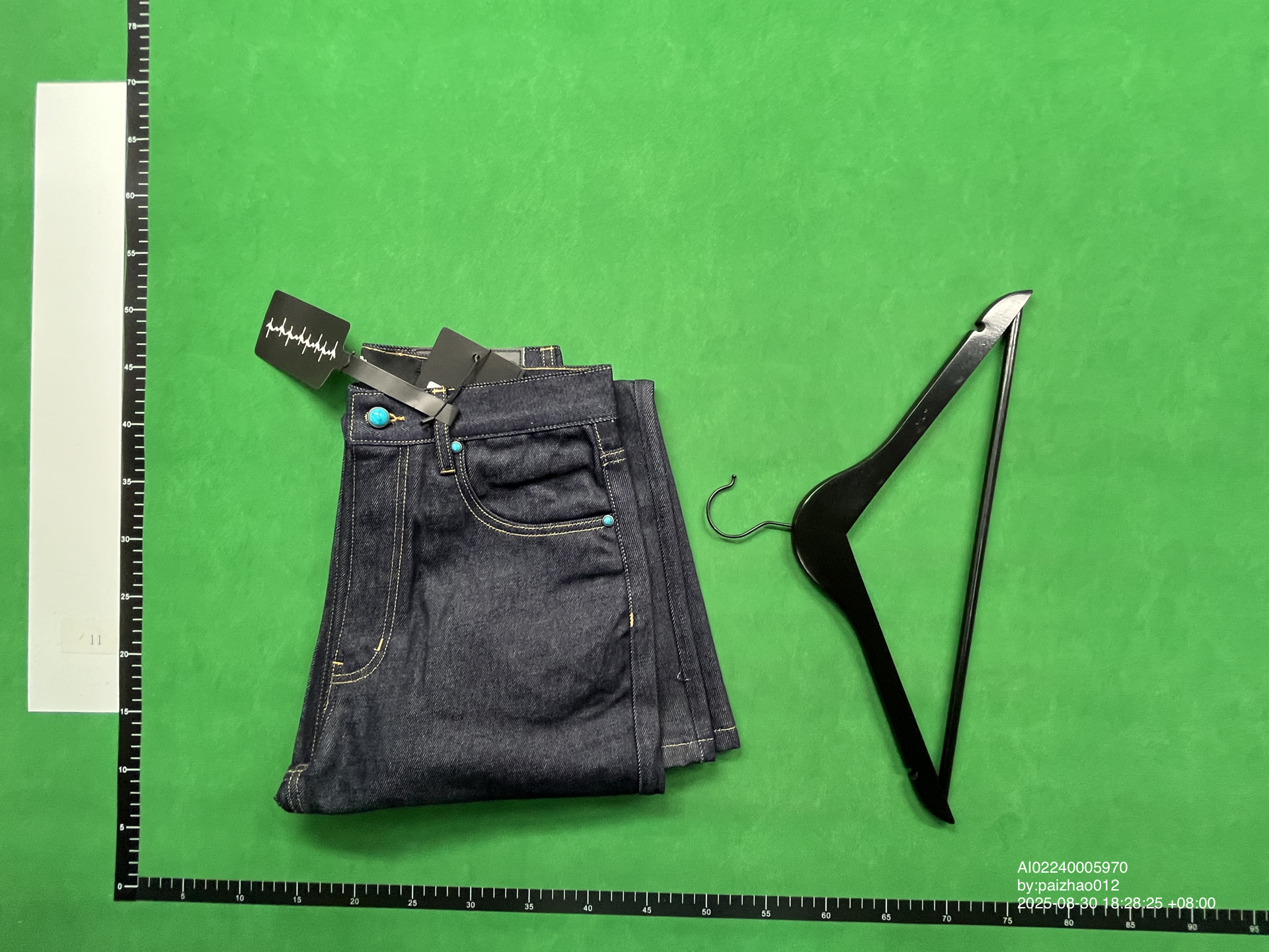 QC Photo - WANNA LAB Flared Raw Denim Jeans
