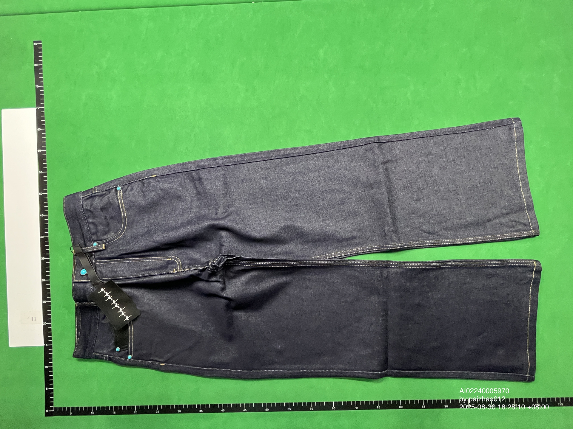 QC Photo - WANNA LAB Flared Raw Denim Jeans