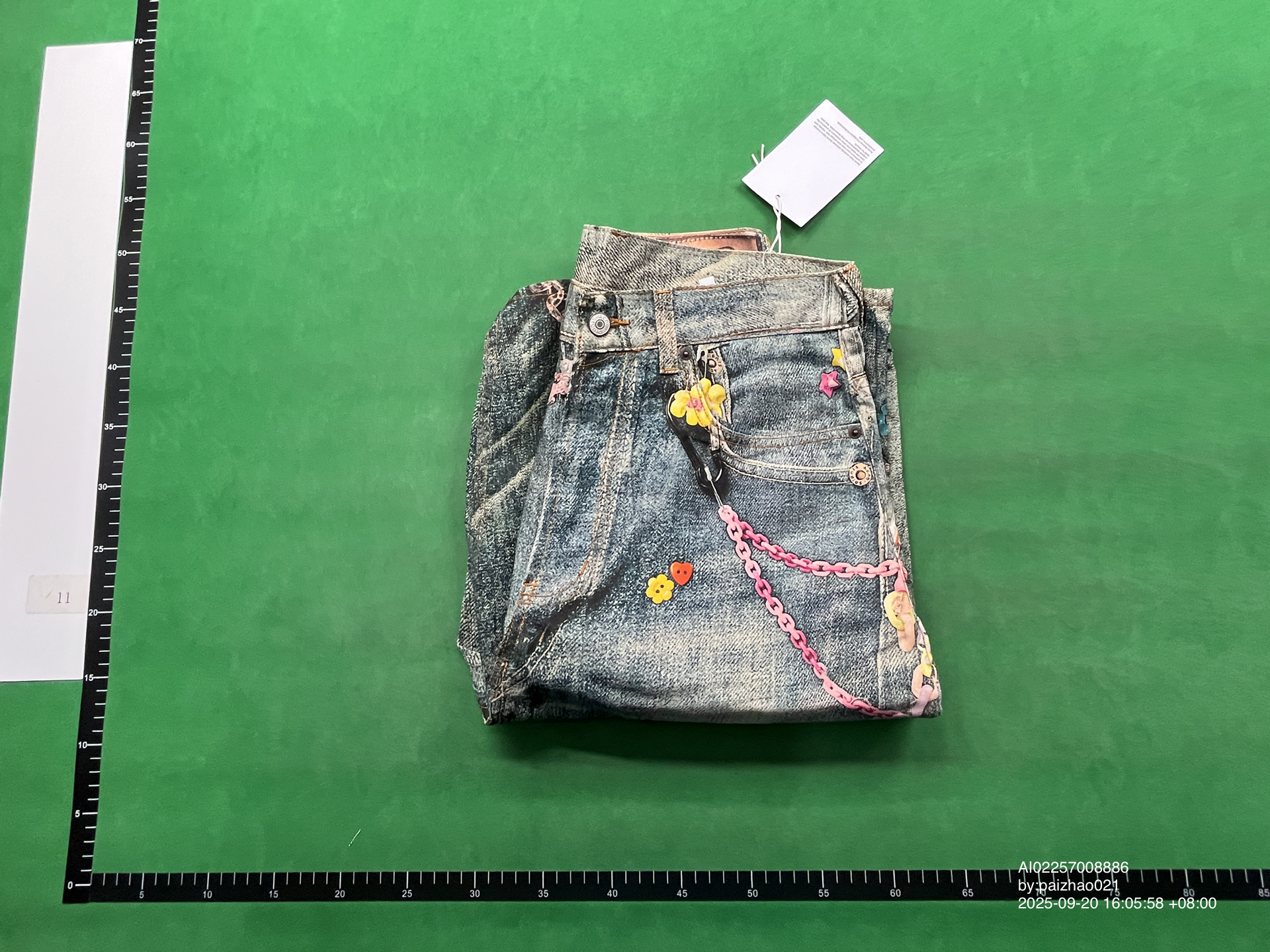 QC Photo - Acne Studios Keychain Print Denim Shorts