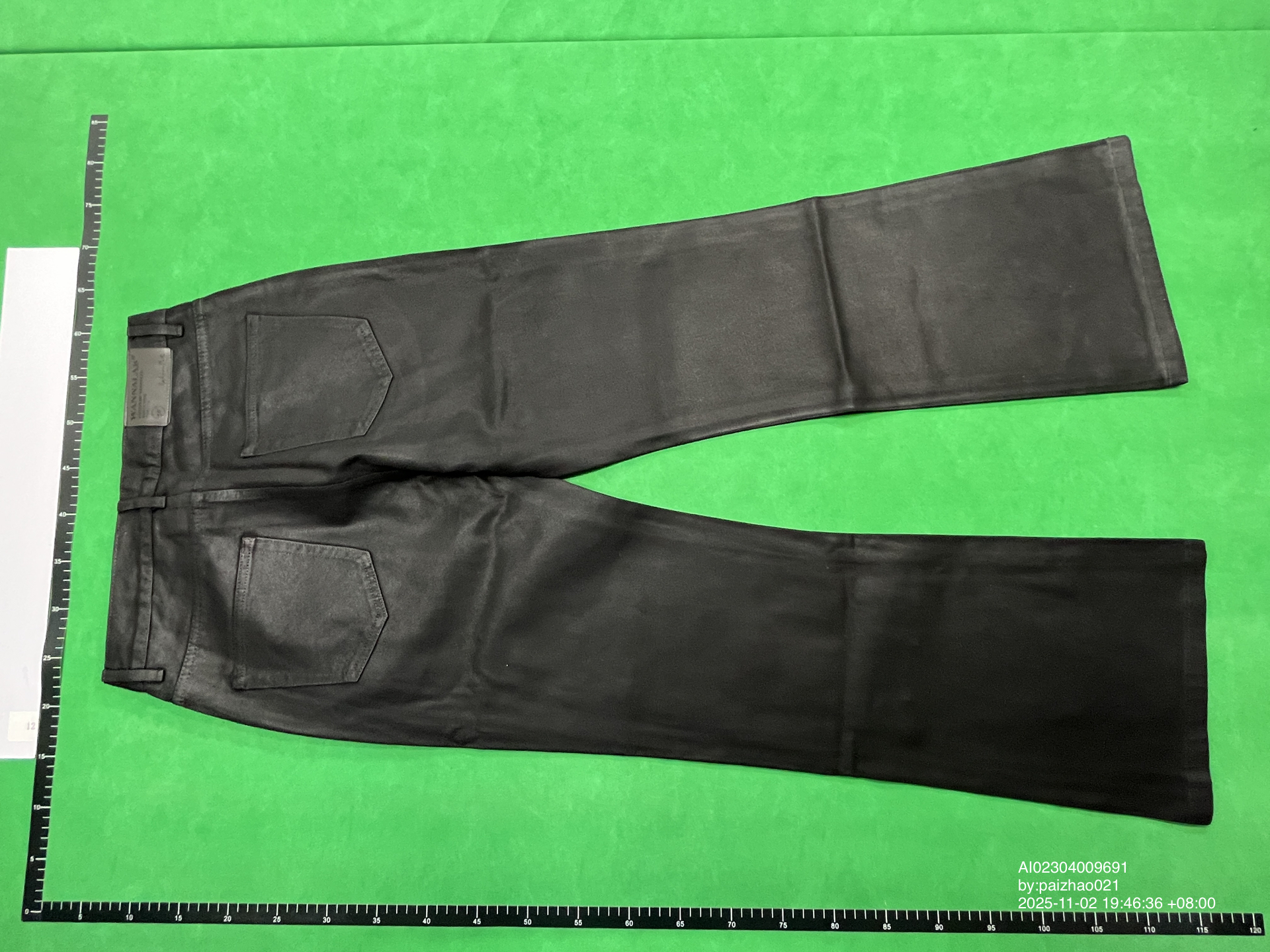 QC Photo - WANNA LAB Waxed Flared Jeans