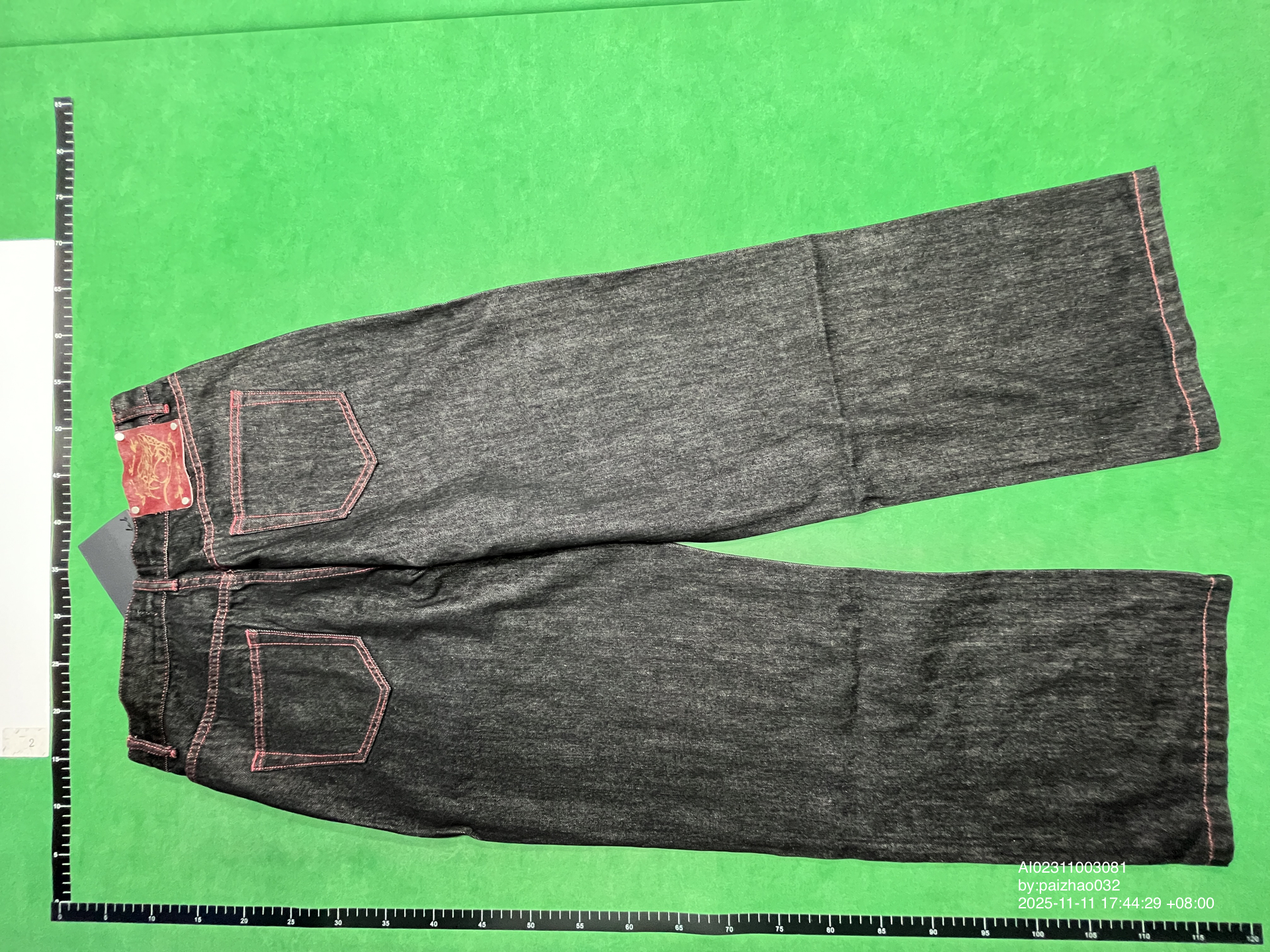 QC Photo - WANNA LAB Red Stitching Raw Denim Pants