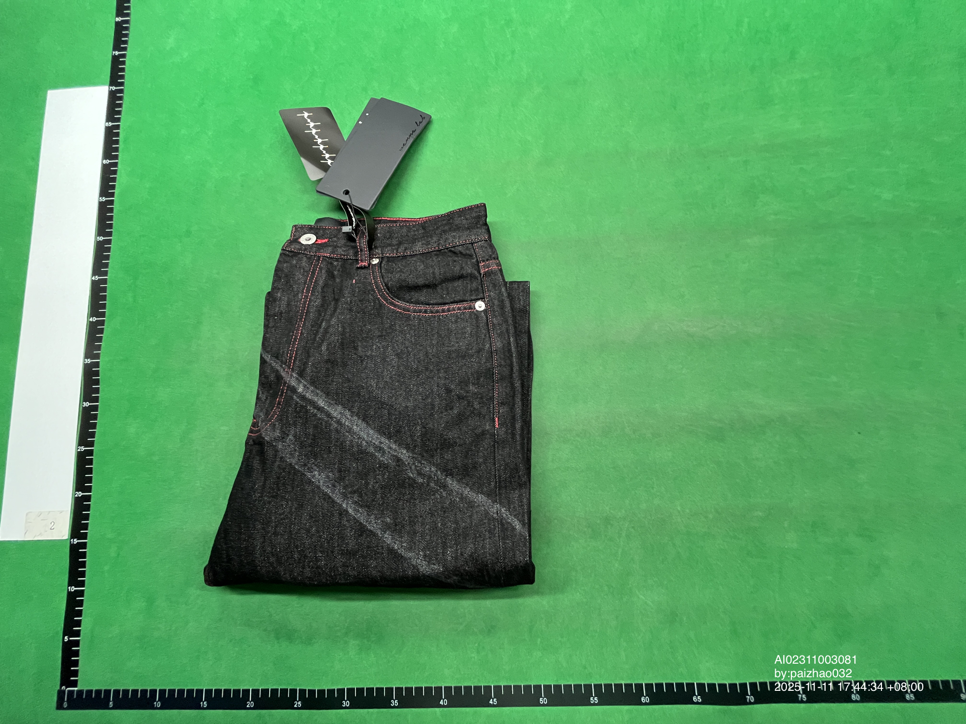 QC Photo - WANNA LAB Red Stitching Raw Denim Pants