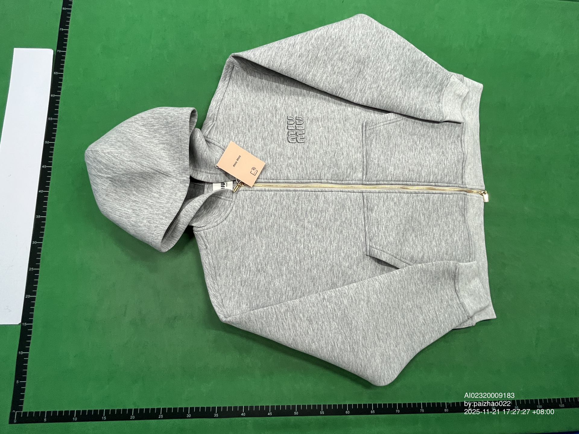 QC Photo - Miu Miu Boxy Fit Grey Zip-Up Hoodie