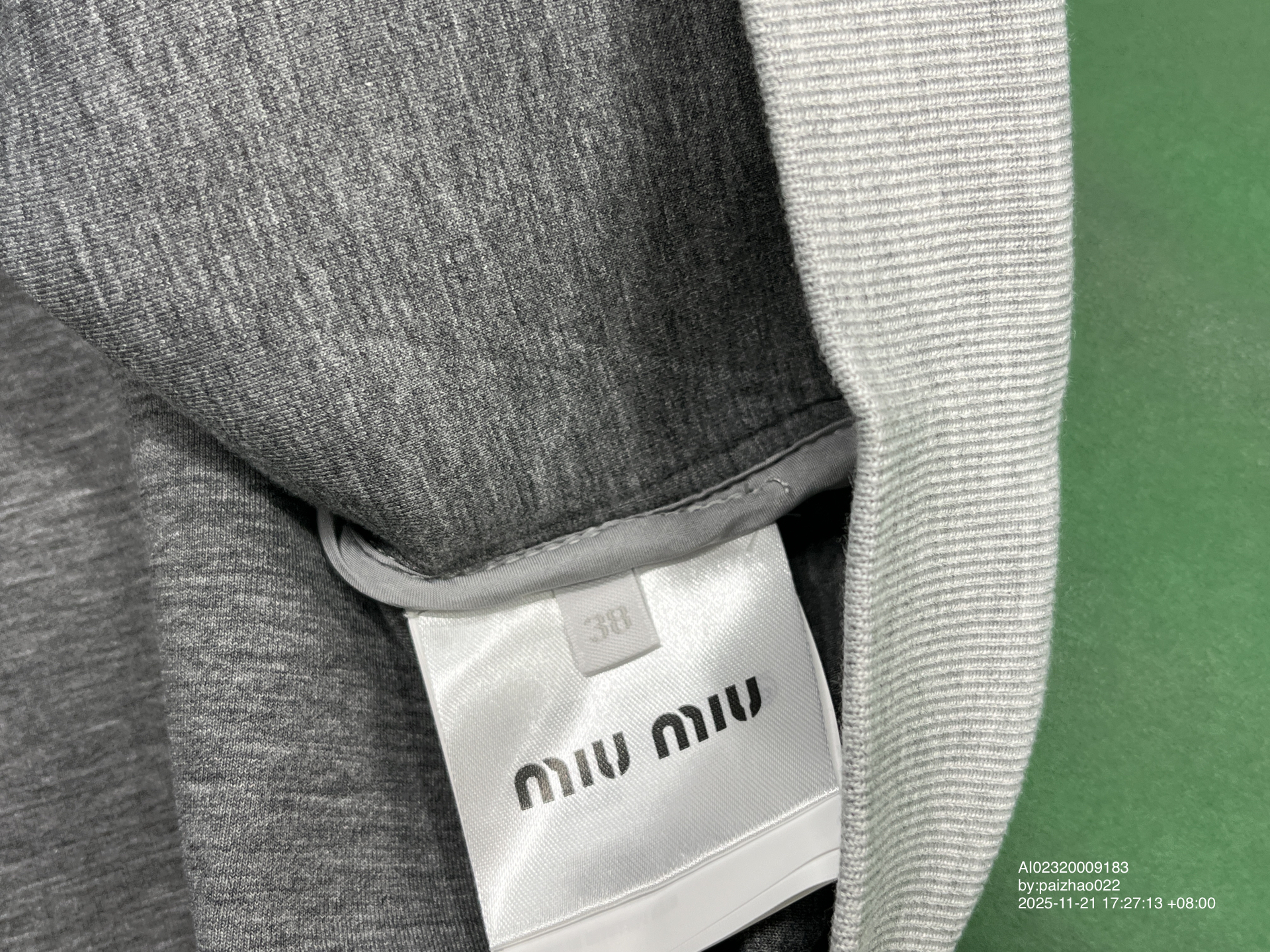 QC Photo - Miu Miu Boxy Fit Grey Zip-Up Hoodie