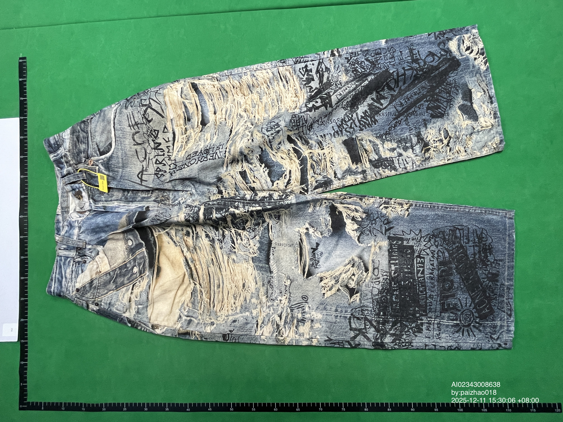 QC Photo - Acne Studios 2023M Torn Scribble Print Denim Jeans
