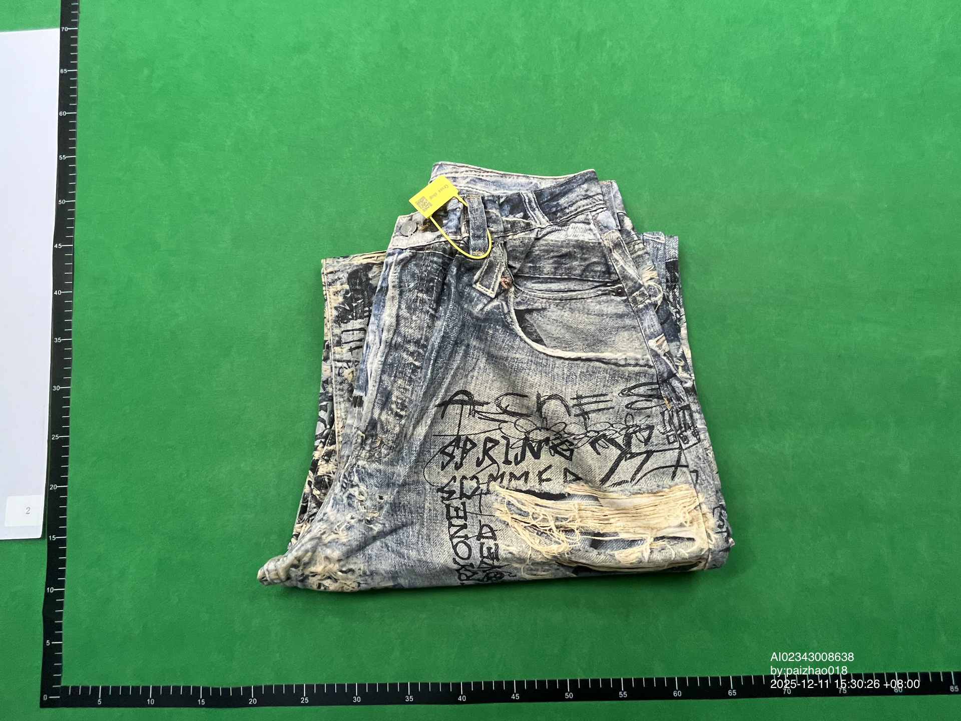 QC Photo - Acne Studios 2023M Torn Scribble Print Denim Jeans