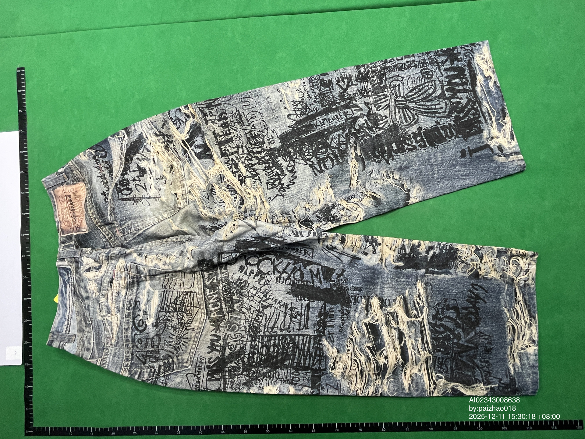 QC Photo - Acne Studios 2023M Torn Scribble Print Denim Jeans