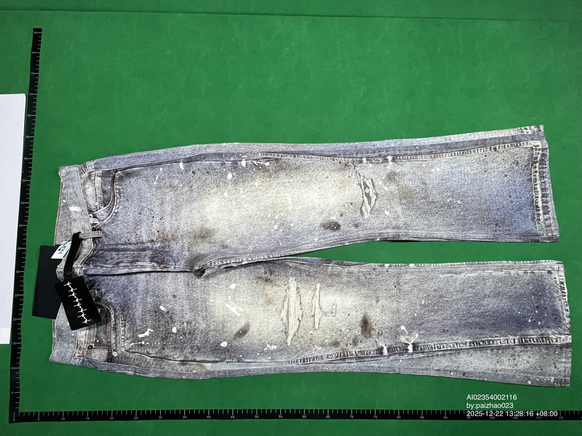 QC Photo - WANNA LAB Ice Blue Distressed Flared Jeans