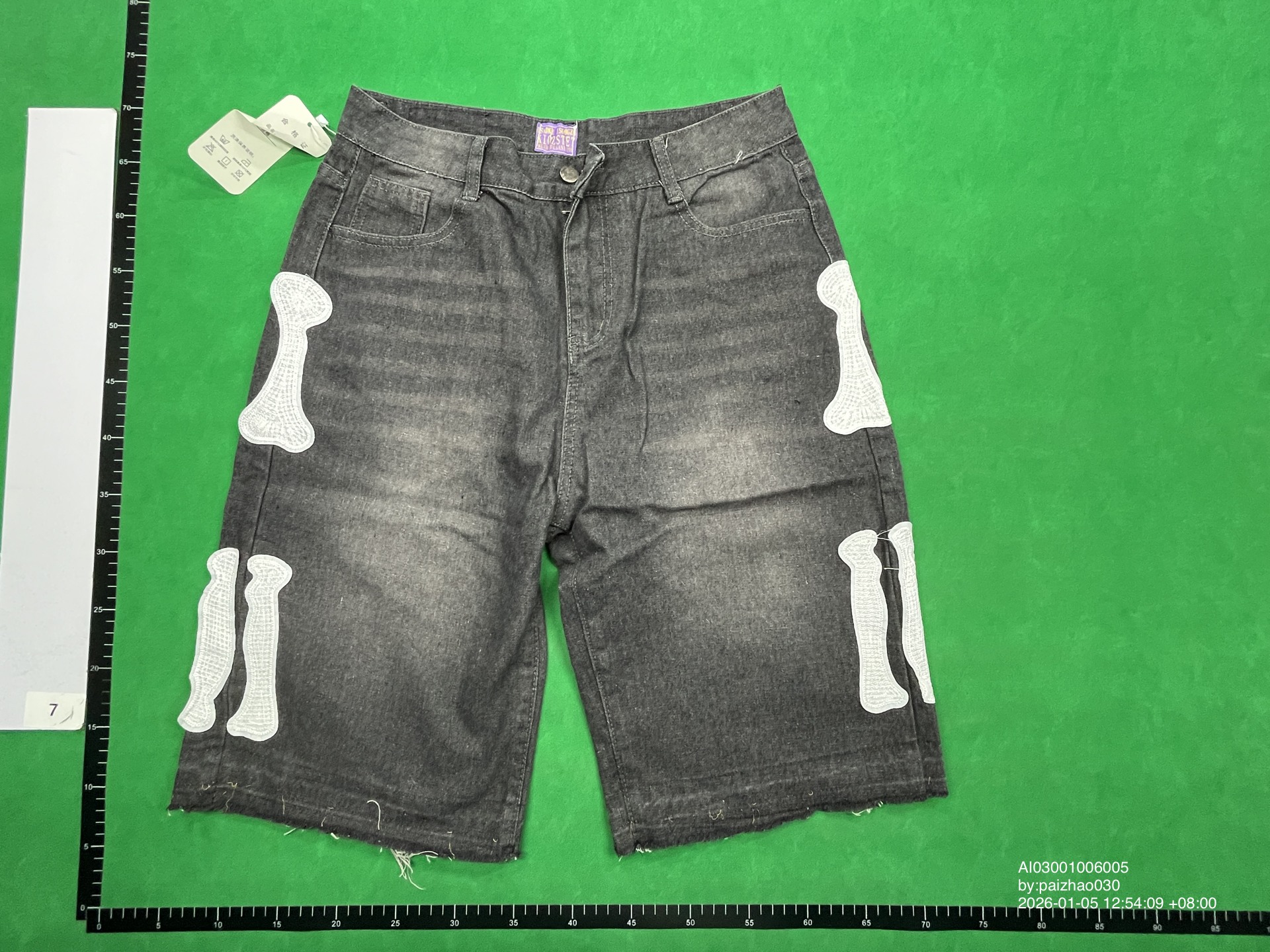 QC Photo - Acne Studios Black Paint Splatter Denim Shorts