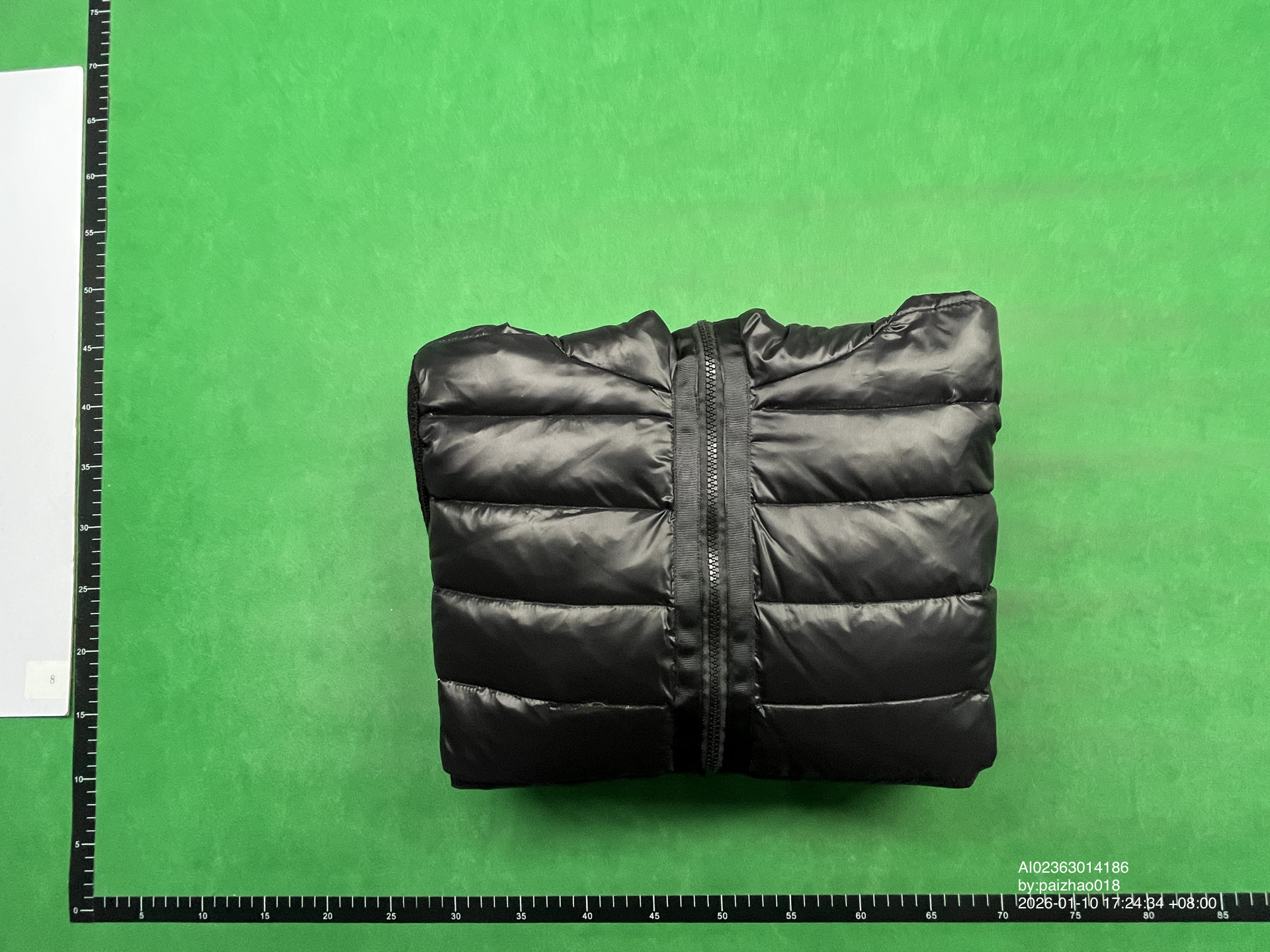 QC Photo - Hooded, patchwork knitted sleeve down jacket 1089