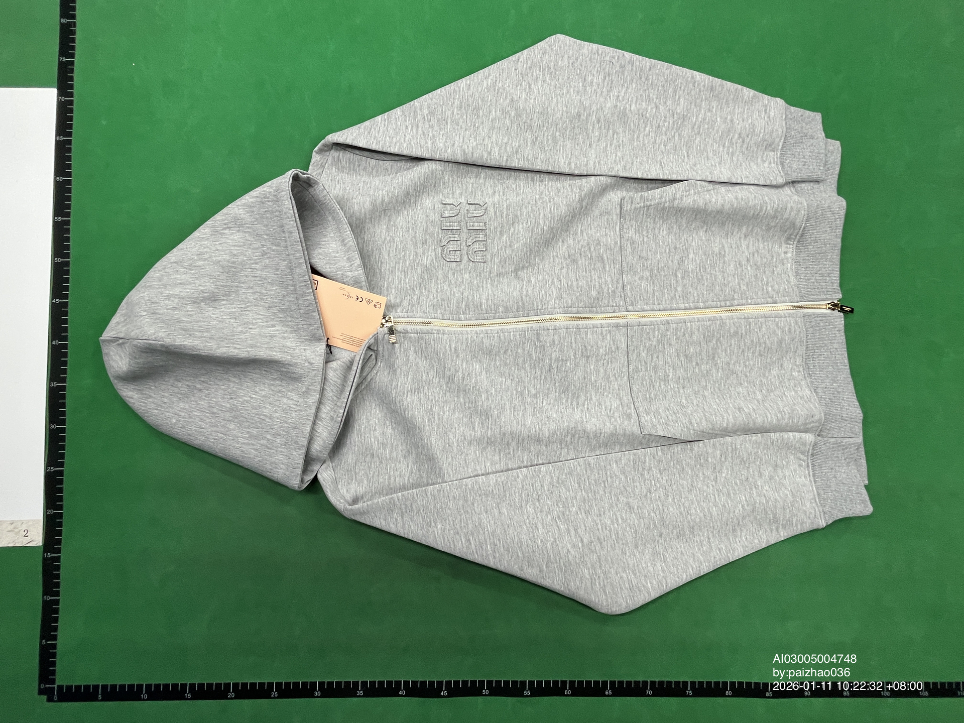 QC Photo - Miu Miu Boxy Fit Grey Zip-Up Hoodie