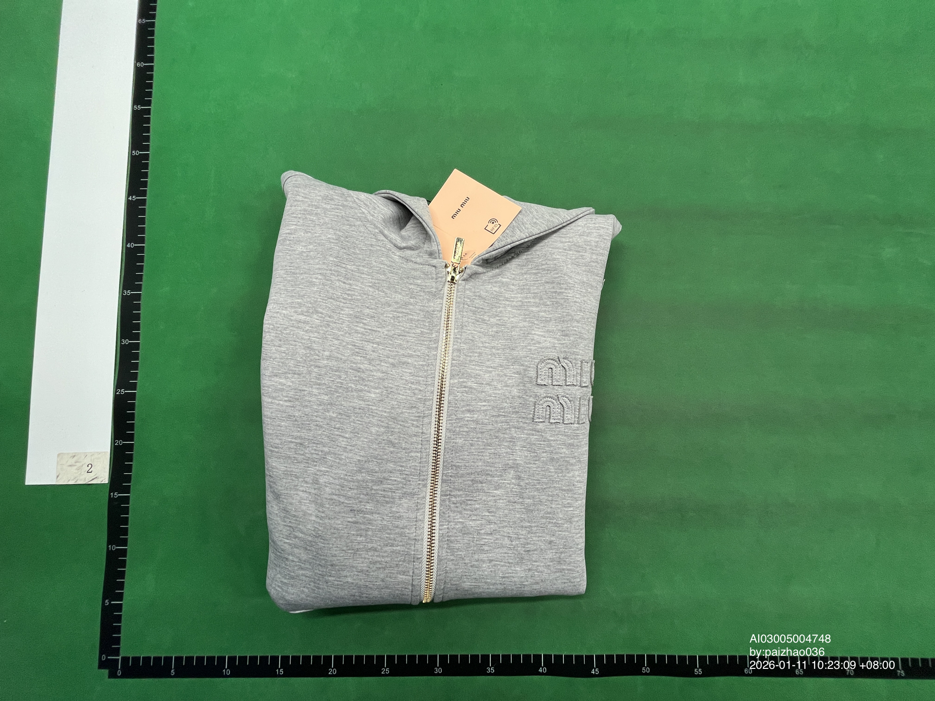 QC Photo - Miu Miu Boxy Fit Grey Zip-Up Hoodie
