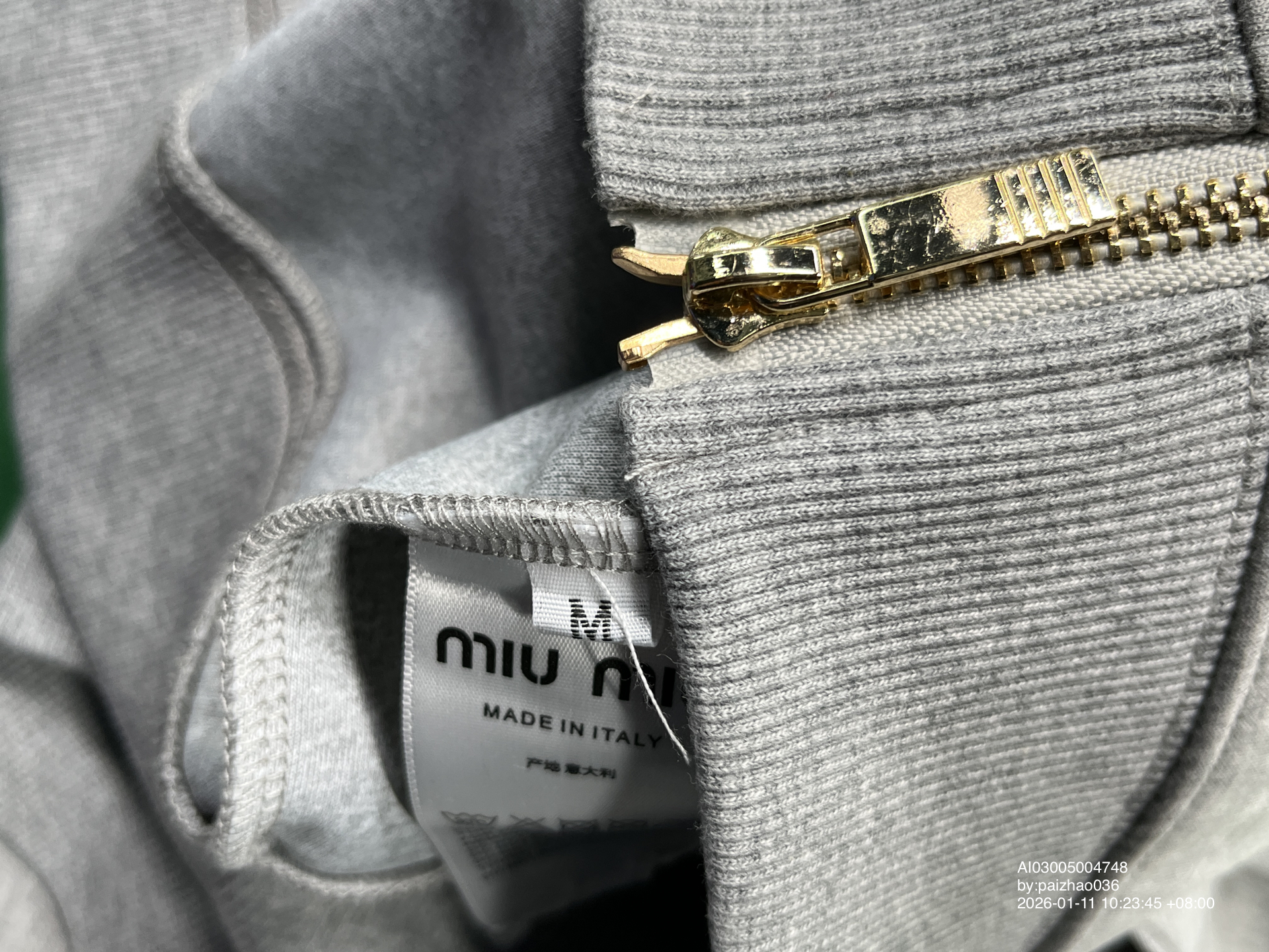 QC Photo - Miu Miu Boxy Fit Grey Zip-Up Hoodie