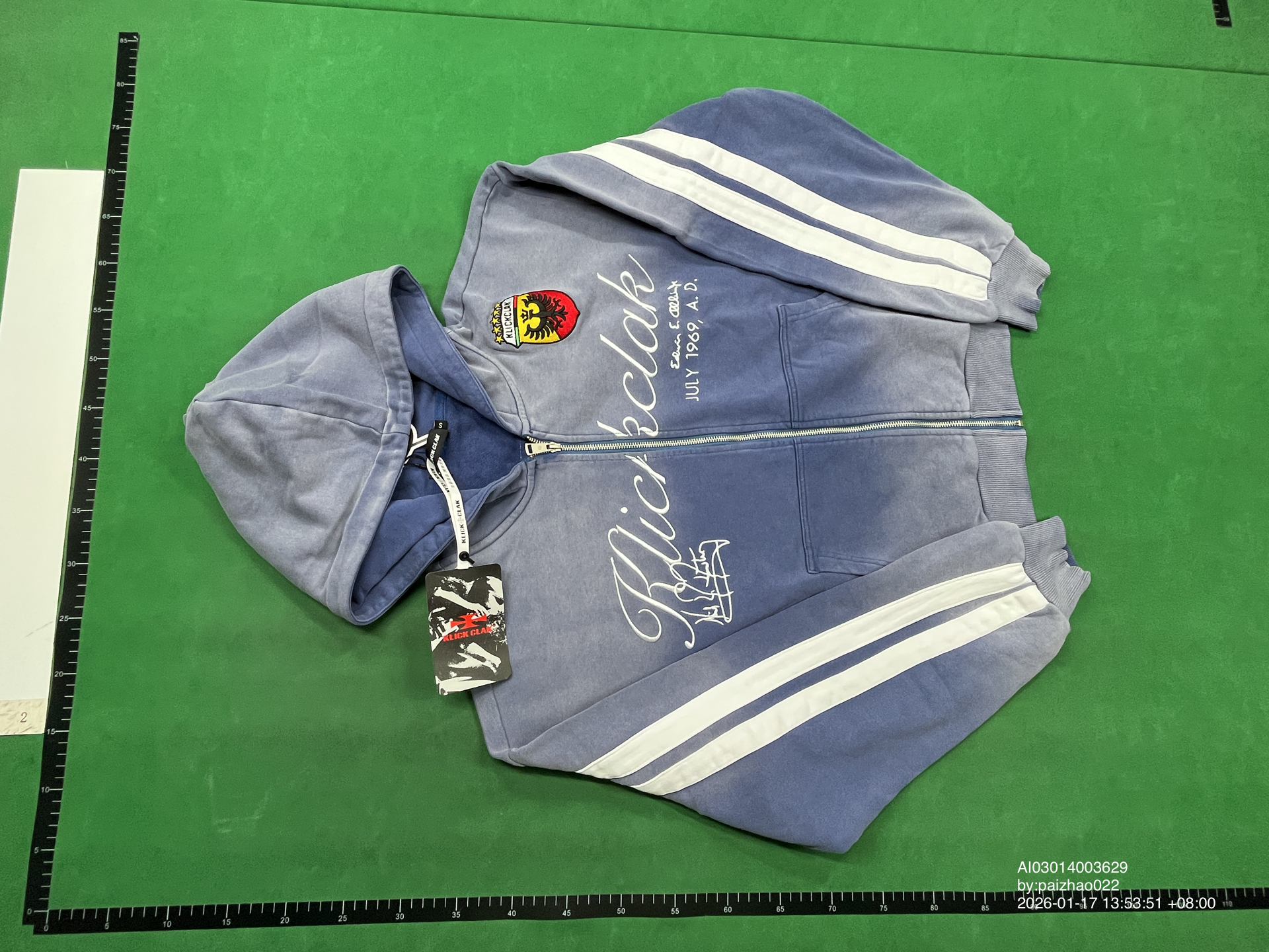 QC Photo - KLICK CLAK Blue Zip-Up Hoodie