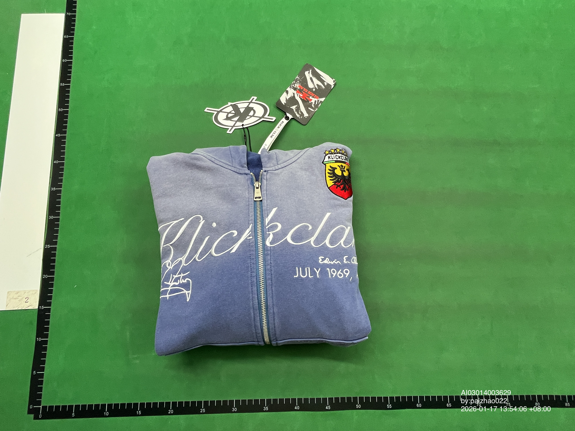QC Photo - KLICK CLAK Blue Zip-Up Hoodie