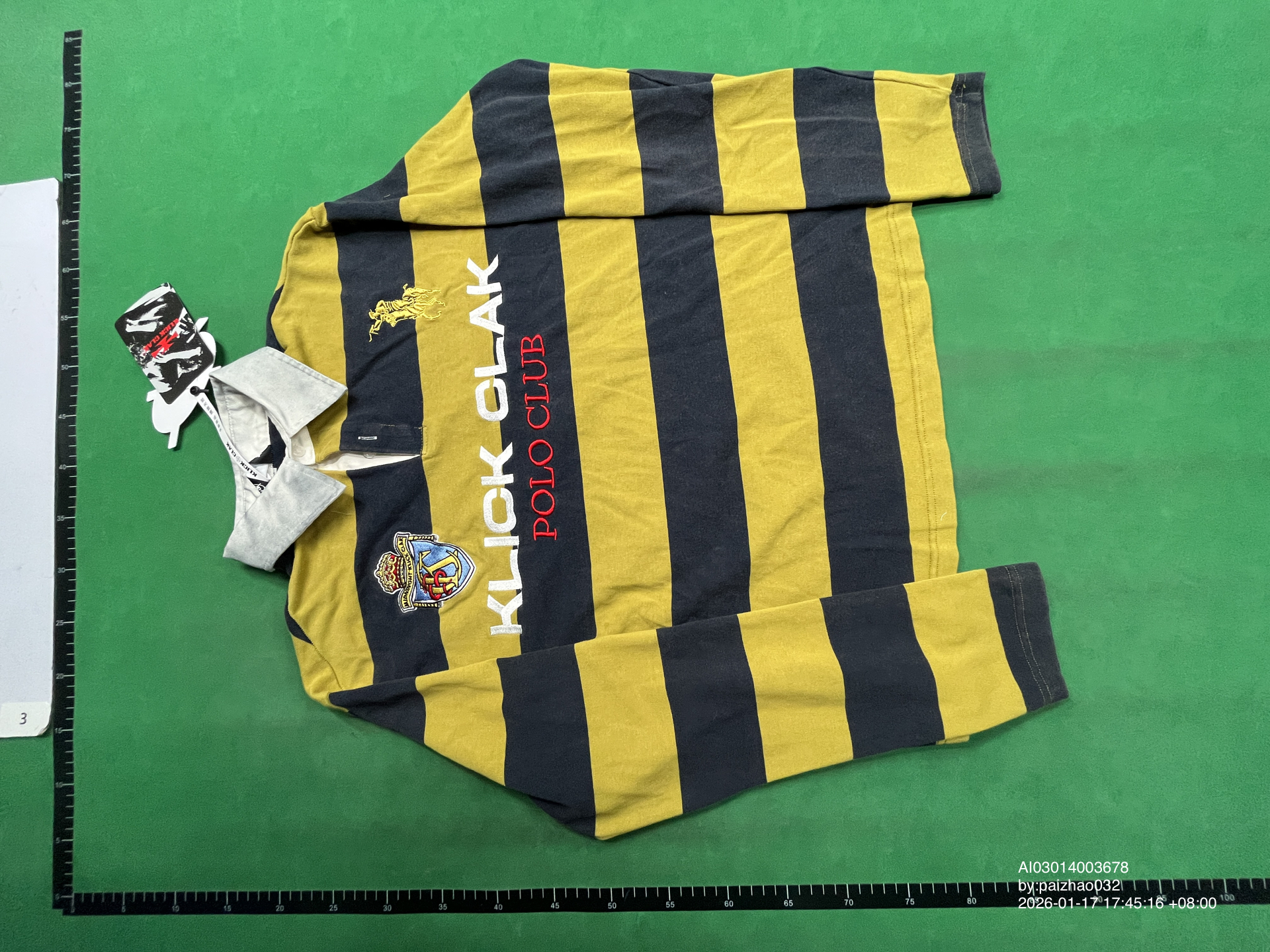 QC Photo - KLICK CLAK Yellow Striped Long Sleeve Polo