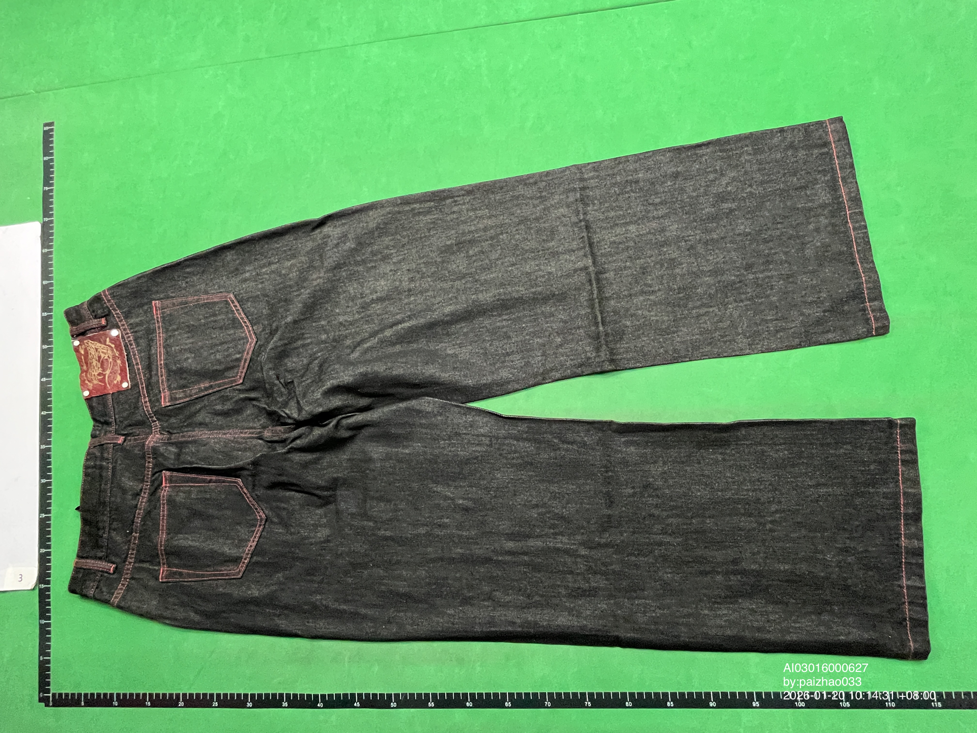QC Photo - WANNA LAB Red Stitching Raw Denim Pants