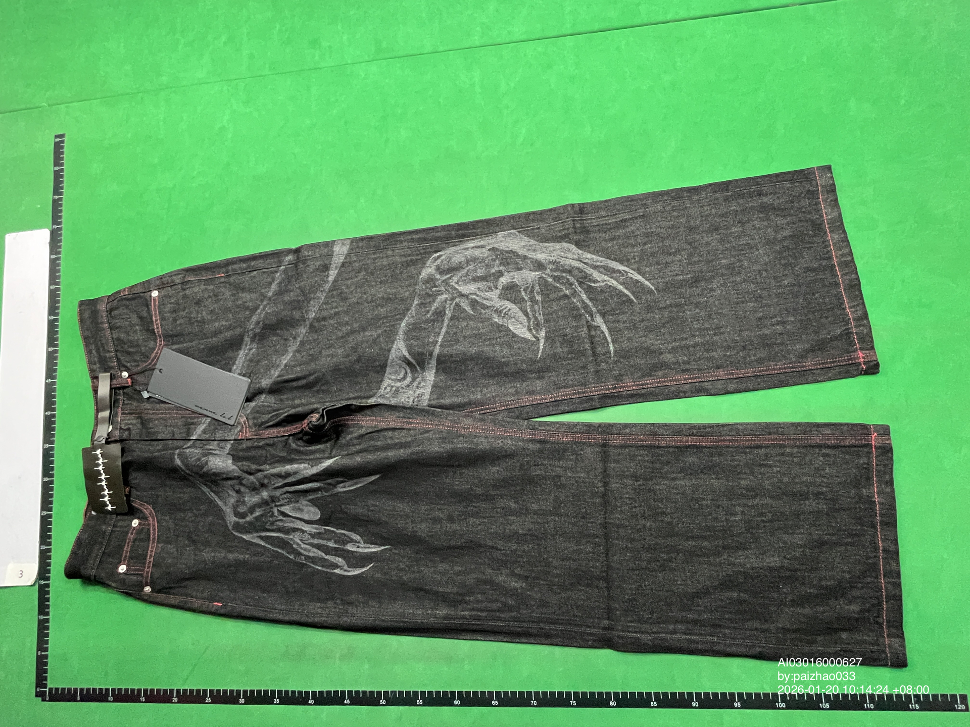 QC Photo - WANNA LAB Red Stitching Raw Denim Pants