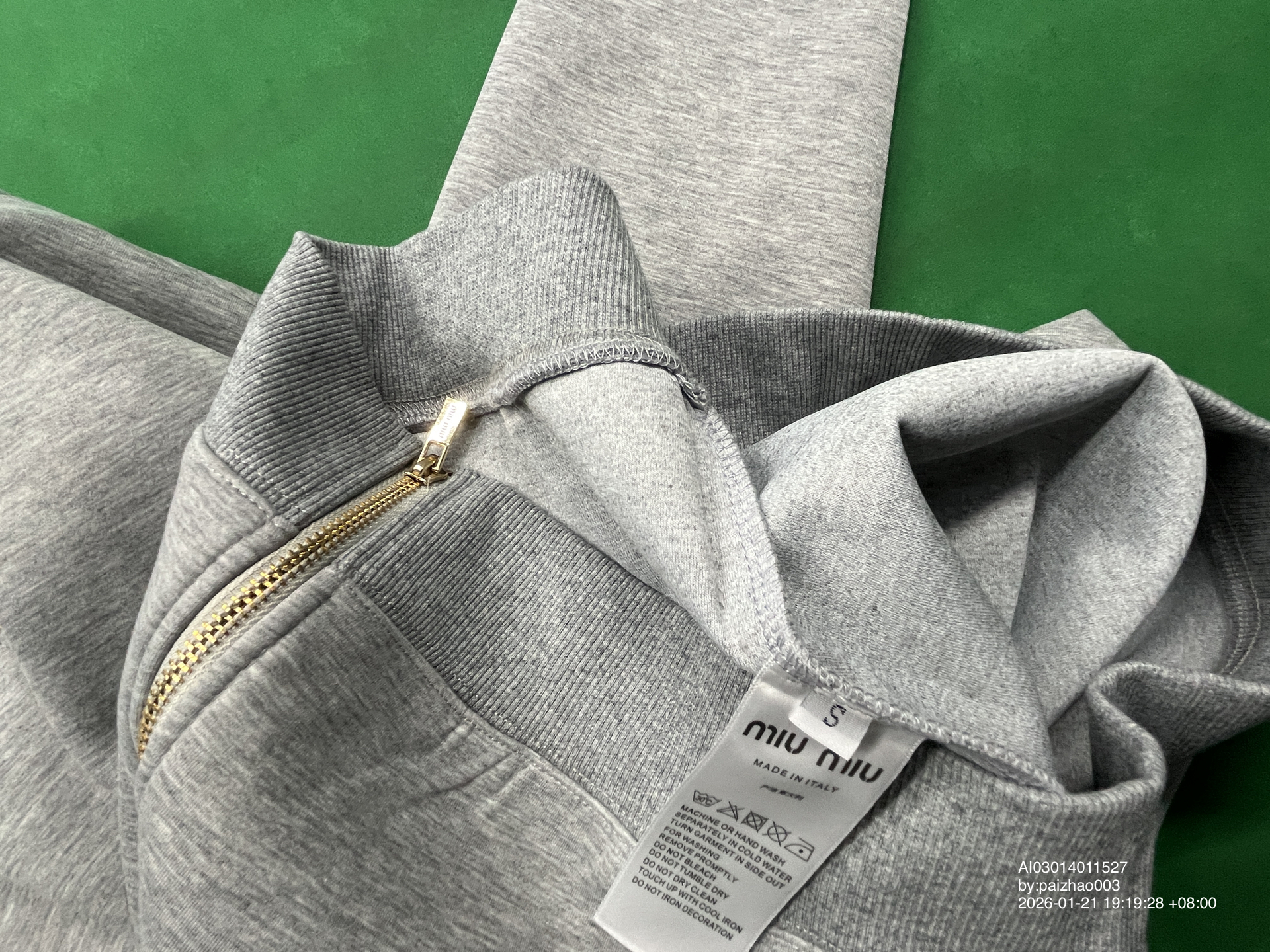 QC Photo - Miu Miu Boxy Fit Grey Zip-Up Hoodie