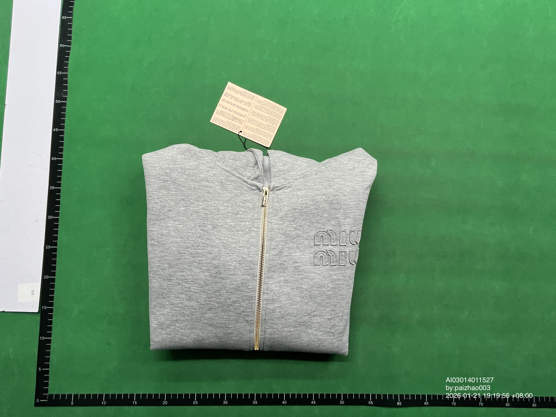 QC Photo - Miu Miu Boxy Fit Grey Zip-Up Hoodie