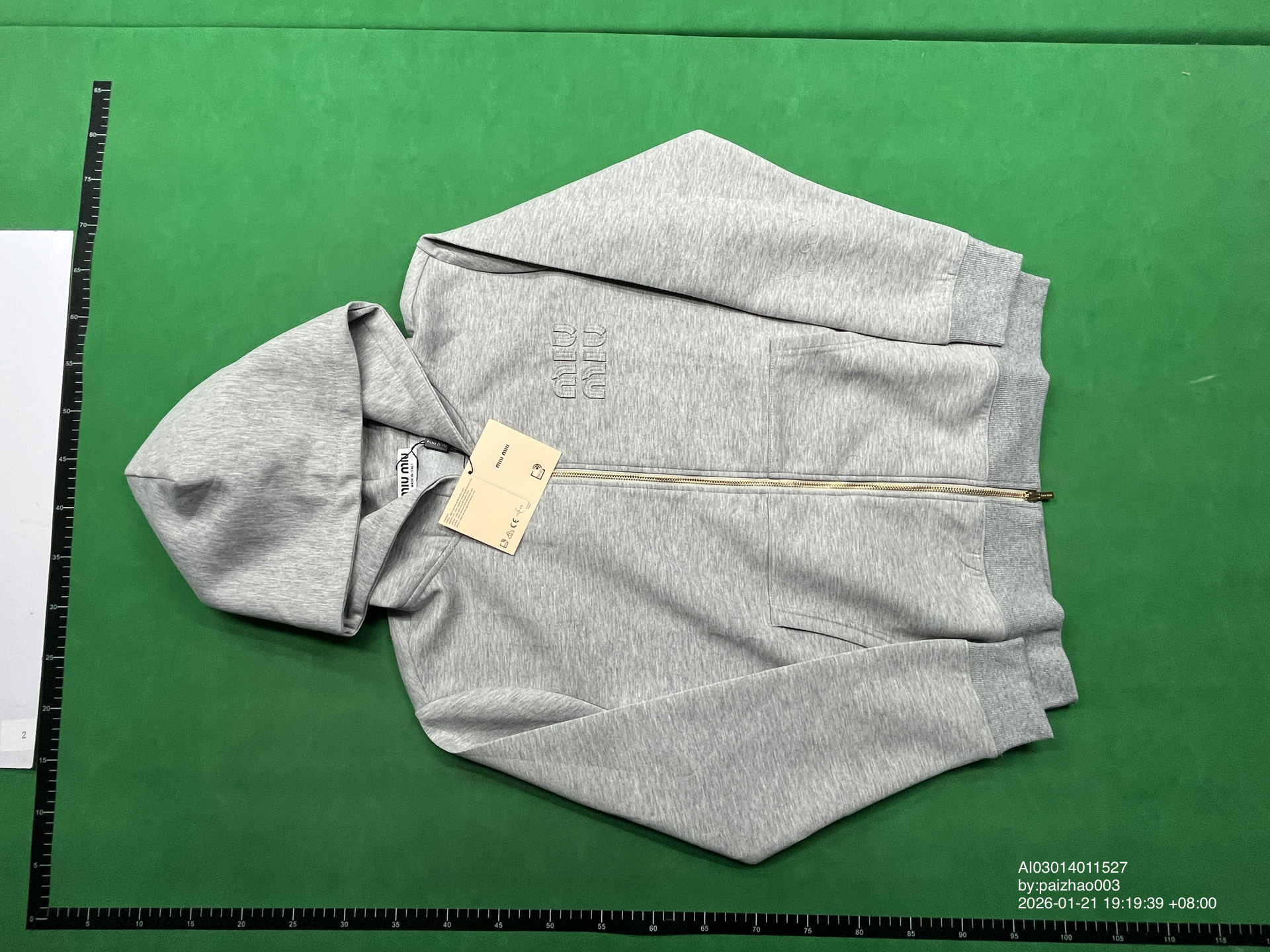 QC Photo - Miu Miu Boxy Fit Grey Zip-Up Hoodie