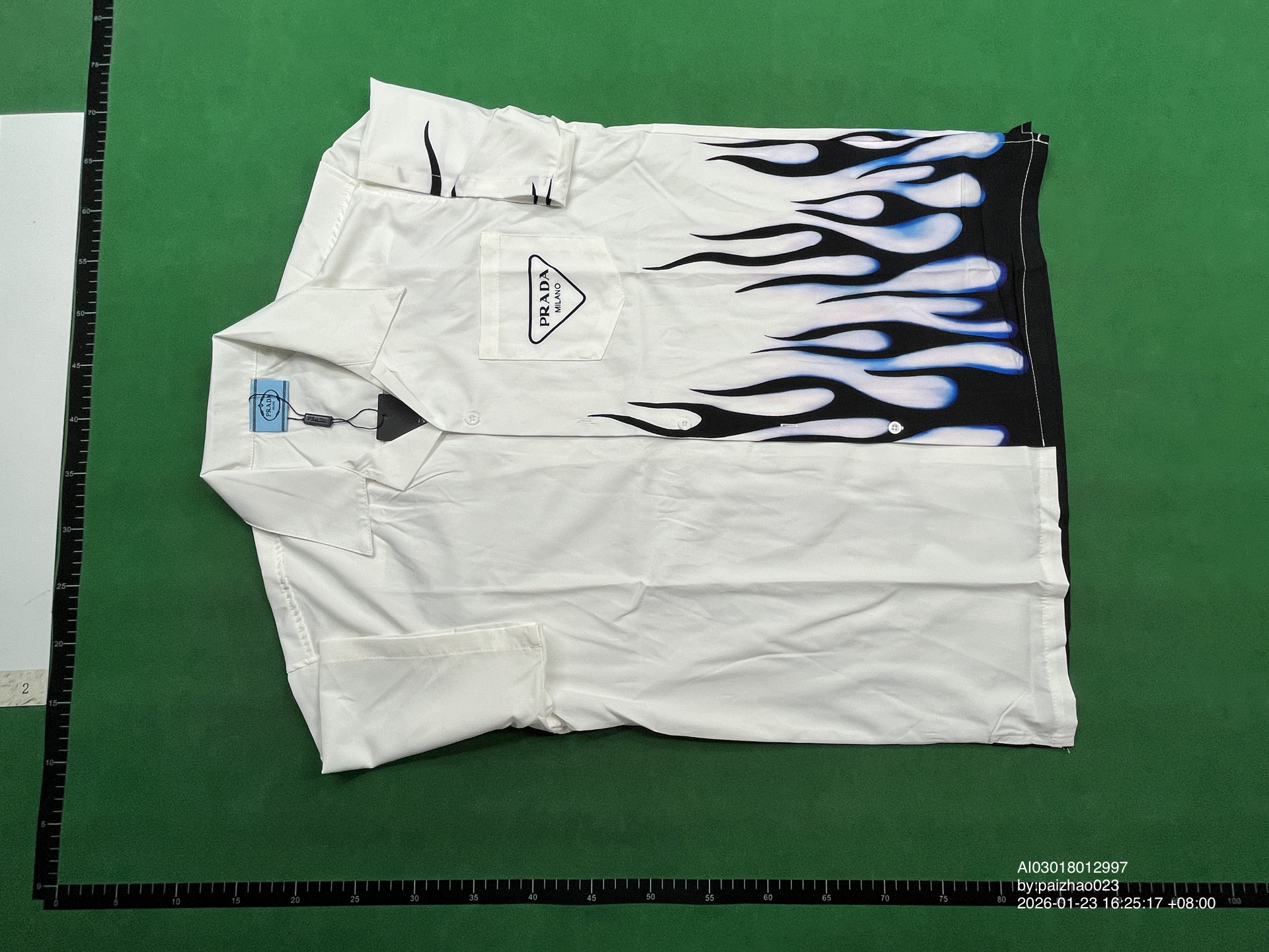 QC Photo - Prada Blue Flame Short Sleeved Shirt