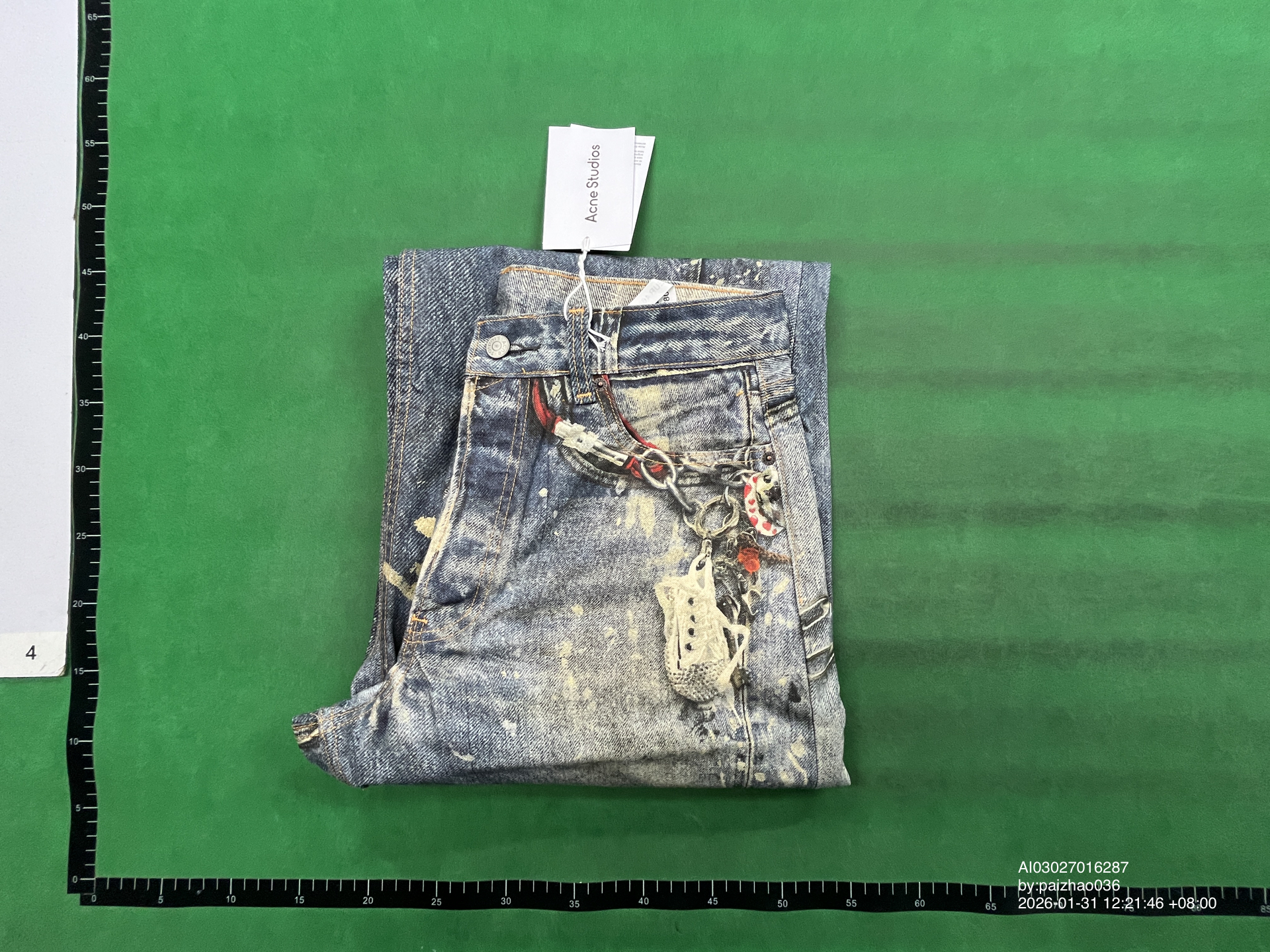 QC Photo - Acne Studios Keychain Print Wide Leg Jeans