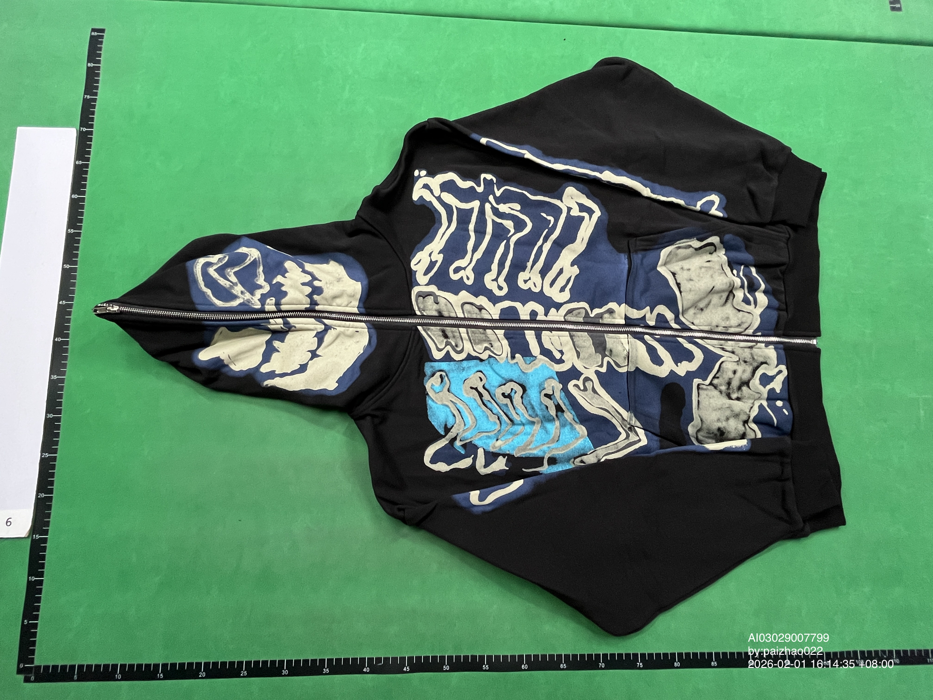QC Photo - Travis Scott Cactus Jack Fragment Skeleton Graffiti Zip Hoodie