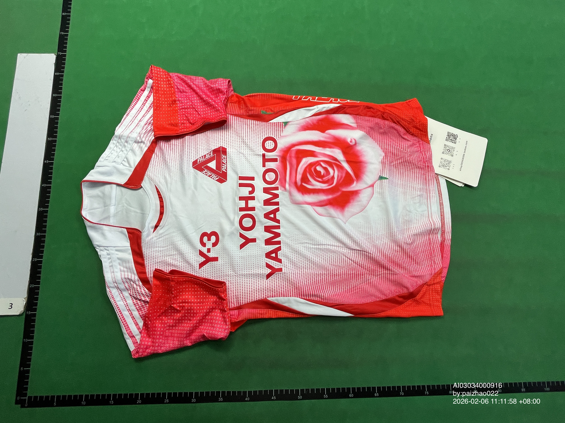 QC Photo - Palace Y-3 Football Jersey White/Red