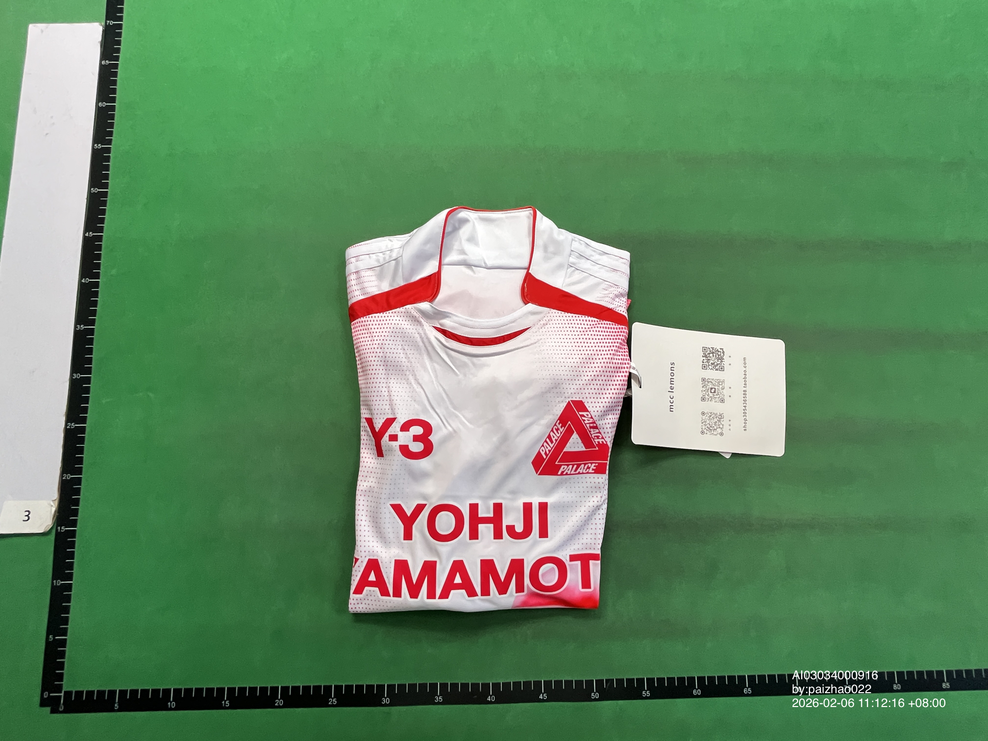 QC Photo - Palace Y-3 Football Jersey White/Red
