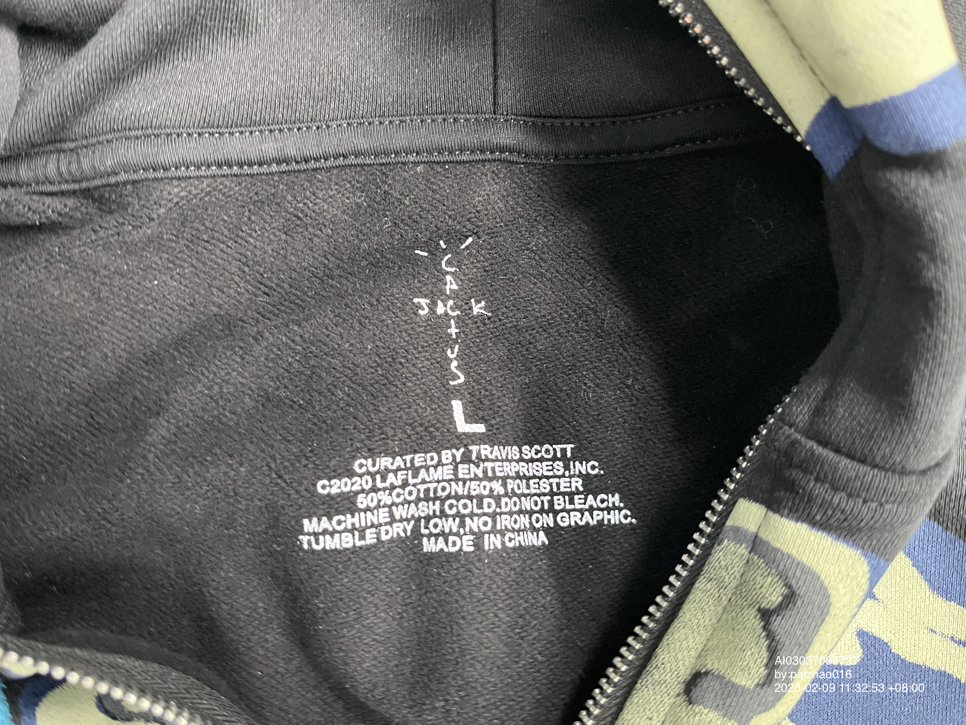 QC Photo - Travis Scott Cactus Jack Fragment Skeleton Graffiti Zip Hoodie