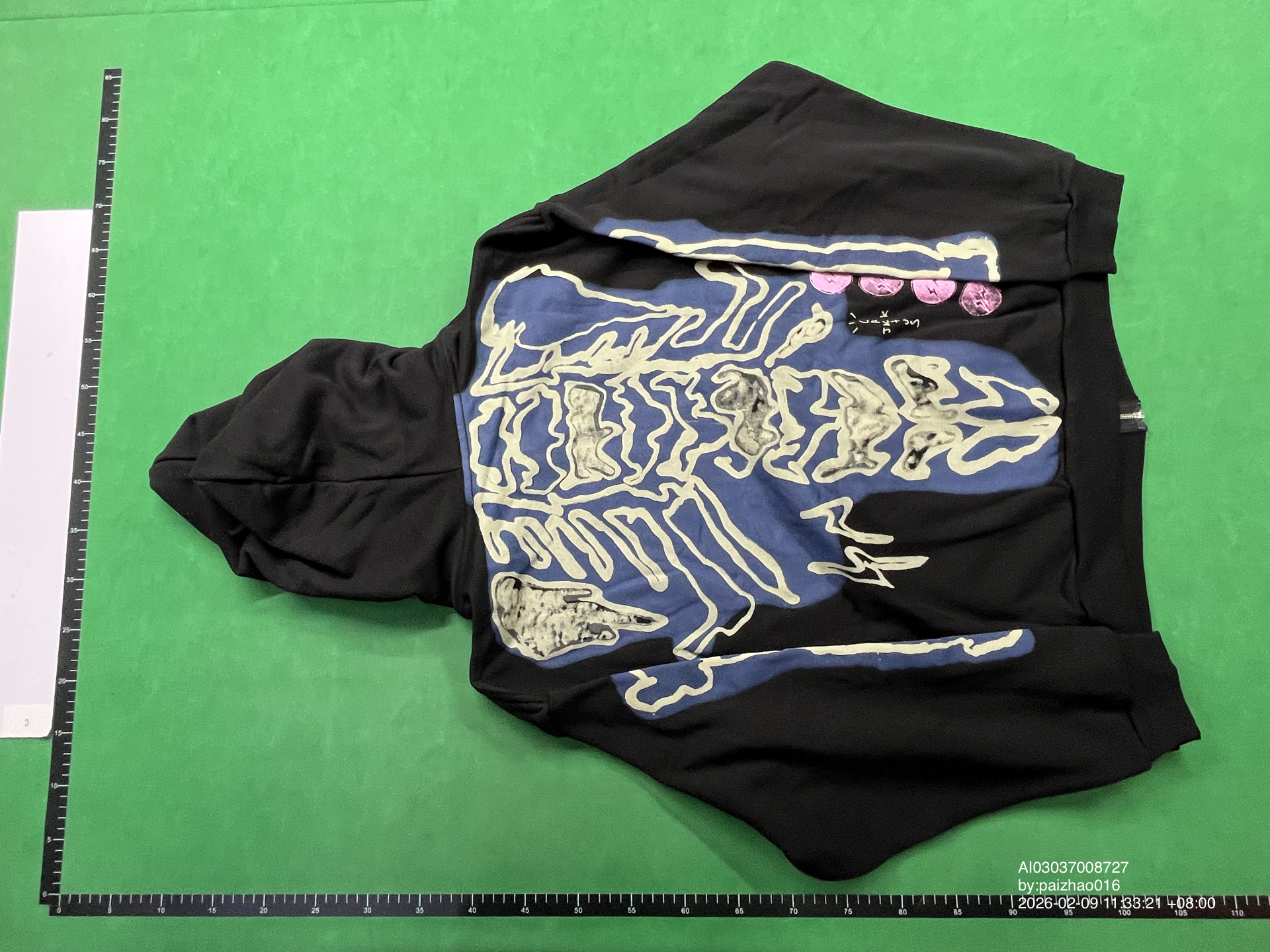 QC Photo - Travis Scott Cactus Jack Fragment Skeleton Graffiti Zip Hoodie