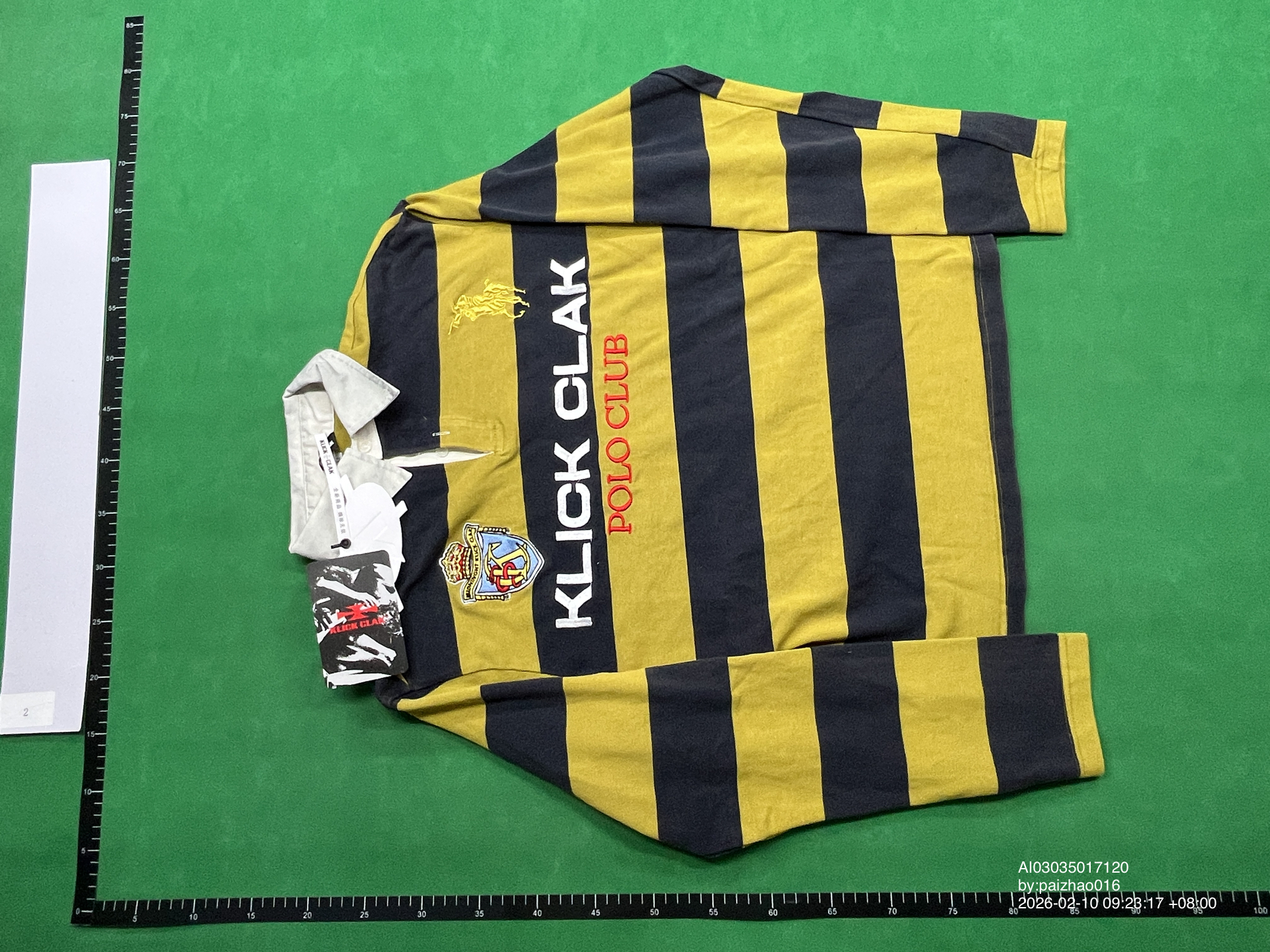 QC Photo - KLICK CLAK Yellow Striped Long Sleeve Polo