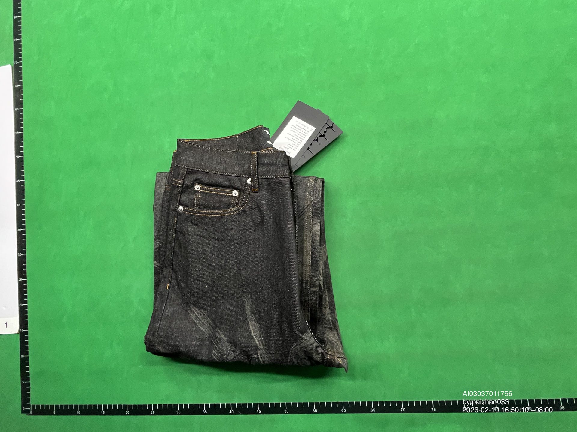 QC Photo - WANNA LAB Angel Print Raw Denim Baggy Jeans